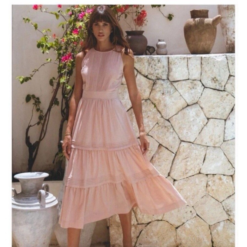 Pampelone XS Perle Midi Cotton Dress Blush NWT Cottage Kentucky Derby Graduation